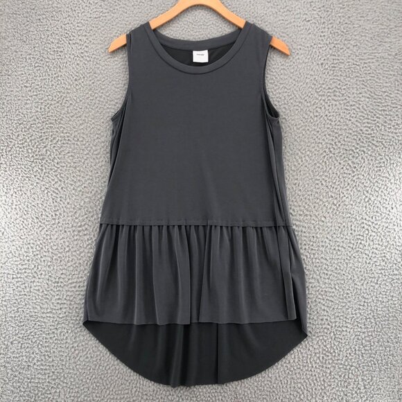 Mote Tops - Mote Top Womens Small Gray Modal Blend High Low Pleated Sleeveless Stretch Knit